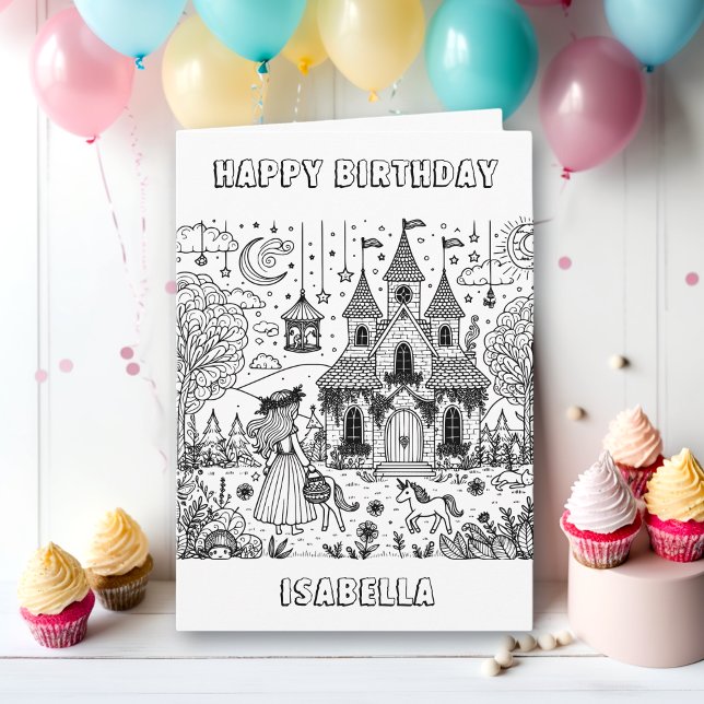 Fairytale Colouring Page Birthday Card (Creator Uploaded)