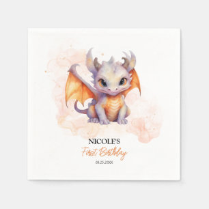 Fairytale Cute Baby Dragon Kids Birthday Napkin