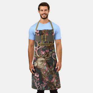 Fairytale deer brown hues custom Monogram Apron