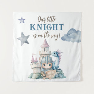 Fairytale Dragon Blue Knight Baby Shower Backdrop Tapestry