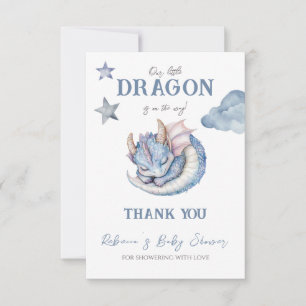 Fairytale Dreamy Blue Dragon Baby Shower Thank You Card