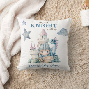 Fairytale Dreamy Dragon Blue Knight Baby Shower Cushion