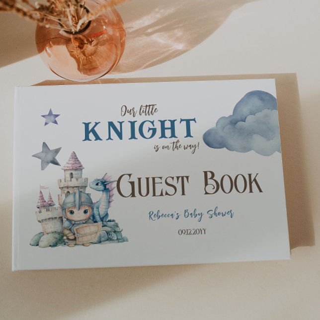 Fairytale Dreamy Dragon Blue Knight Baby Shower  Guest Book (Creator Uploaded)