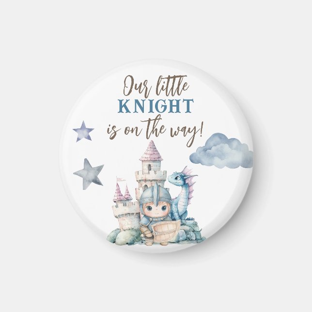 Fairytale Dreamy Dragon Blue Knight Baby Shower  Magnet (Front)