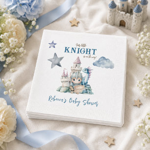 Fairytale Dreamy Dragon Blue Knight Baby Shower Napkin
