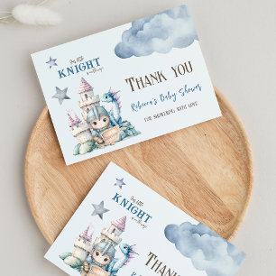 Fairytale Dreamy Dragon Blue Knight Baby Shower  Thank You Card