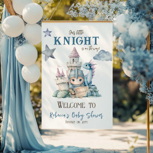 Fairytale Dreamy Dragon Knight Baby Shower Welcome Poster