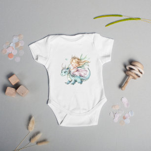 Fairytale Dreamy Dragon Pink Princess Baby Shower Bodysuit