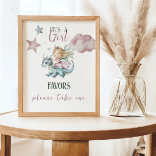 Fairytale Dreamy Dragon Princess Baby Shower Favou Poster