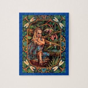 Fairytale Elf Princess and Frog Jigsaw Puzzle