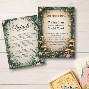 Fairytale Enchanted Forest Floral Woodland Wedding Invitation