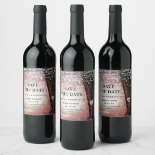 Fairytale Enchanted Forest Pink Save The Date Wine Label