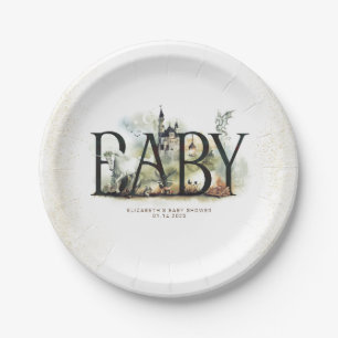 Fairytale Fantasy Creatures Baby Shower Paper Plate