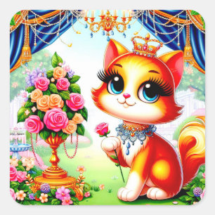Fairytale Feline Square Sticker