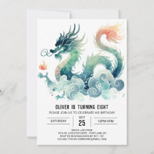 Fairytale Ferocious Dragon Birthday Children Invitation