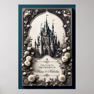 Fairytale Floral Castle Poster
