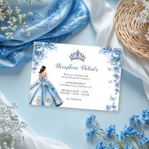 Fairytale Floral Dusty Blue Quinceañera Reception Enclosure Card