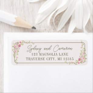 Fairytale Floral Pink & Green Garden Vine Address Return Address Label
