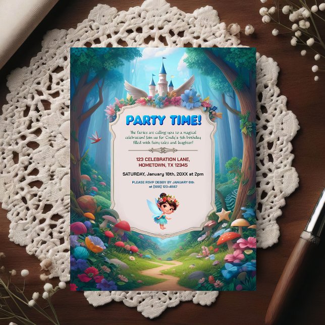 Fairytale Forest Birthday Invitation Postcard (Creator Uploaded)