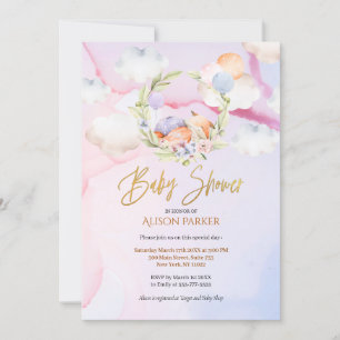Fairytale Forest Fox Pink Sky Dream   Baby Shower Invitation