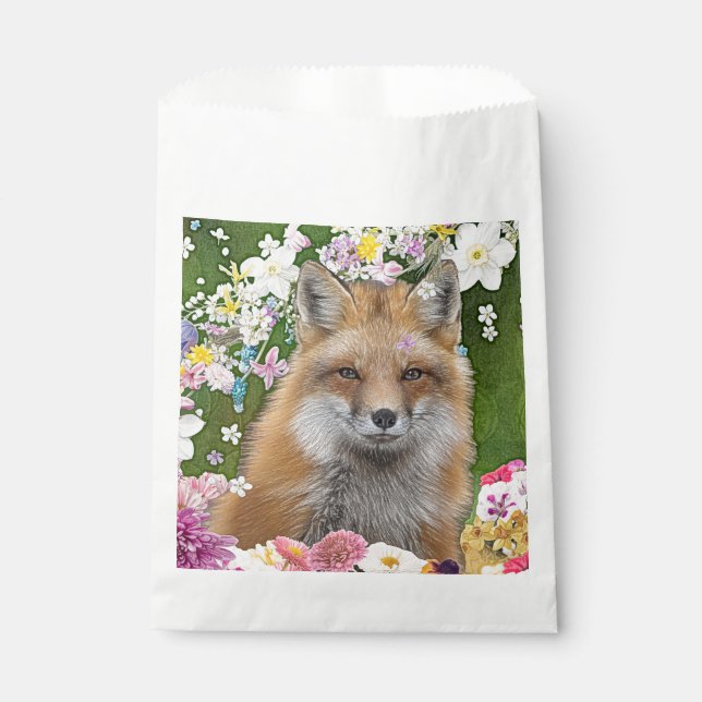 Fairytale Fox in Field of Flowers Favour Bag (Front)