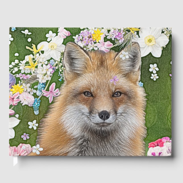 Fairytale Fox in Field of Flowers Guest Book (Front)