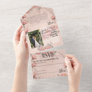 Fairytale Garden Rose Blush Wedding Invitation