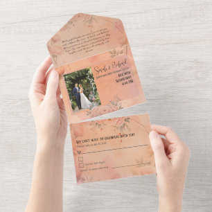 Fairytale Garden Sparkle Wedding Blush Rose All In One Invitation