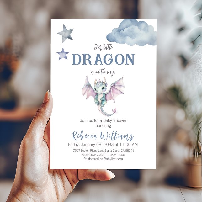 Fairytale Gender Neutral Cute Dragon Baby Shower  Invitation (Creator Uploaded)