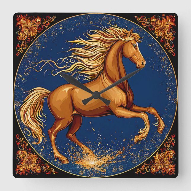 Fairytale Horse Square Wall Clock (Front)