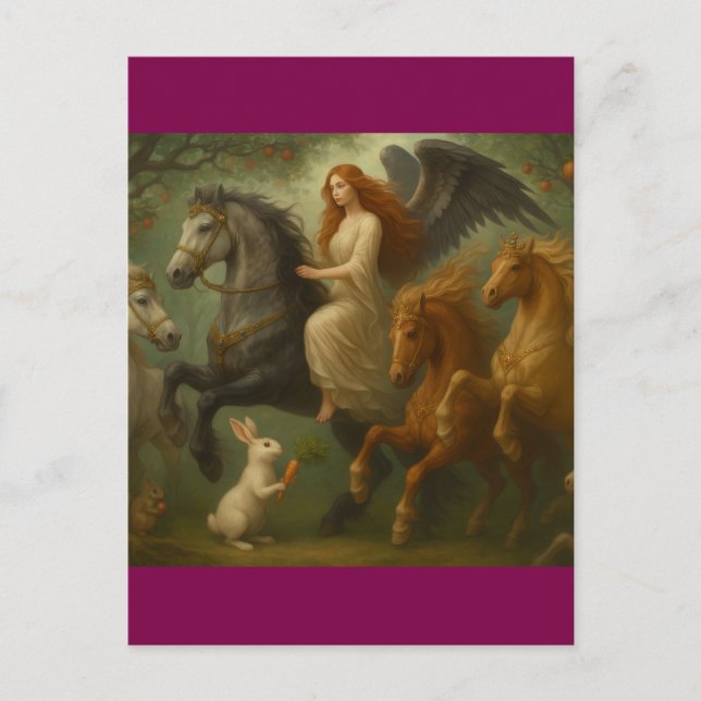 Fairytale Horses and Angel Postcard (Front)