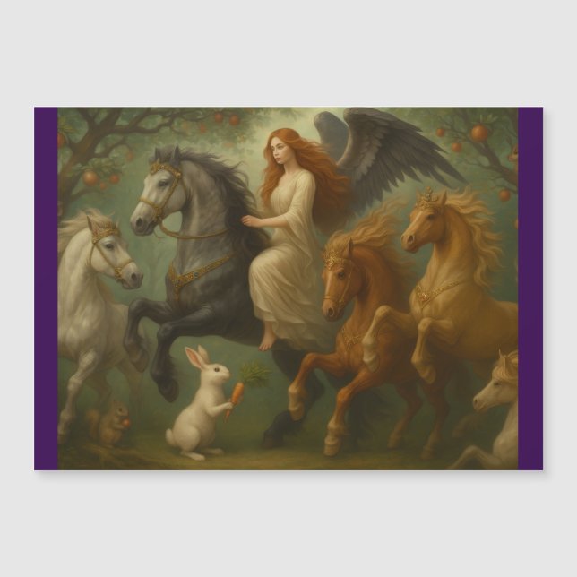 Fairytale Horses and Angels Magnetic Card (Front)