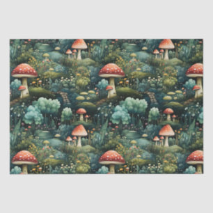 Fairytale in Fairyland Mushroom House Green Orange Tissue Paper