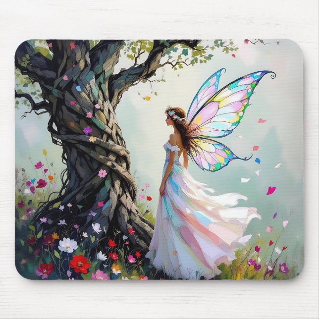 Fairytale Inspired Fairy and Whimsical Tree Mouse Pad (Front)