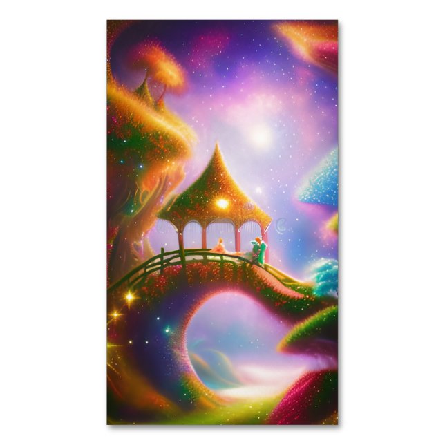 Fairytale Landscape Graphic Magnetic Business Card (Front Vertical)