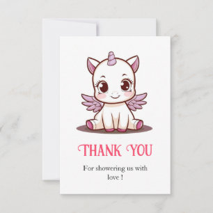 Fairytale Lovely Unicorn Baby Shower Thank You Card