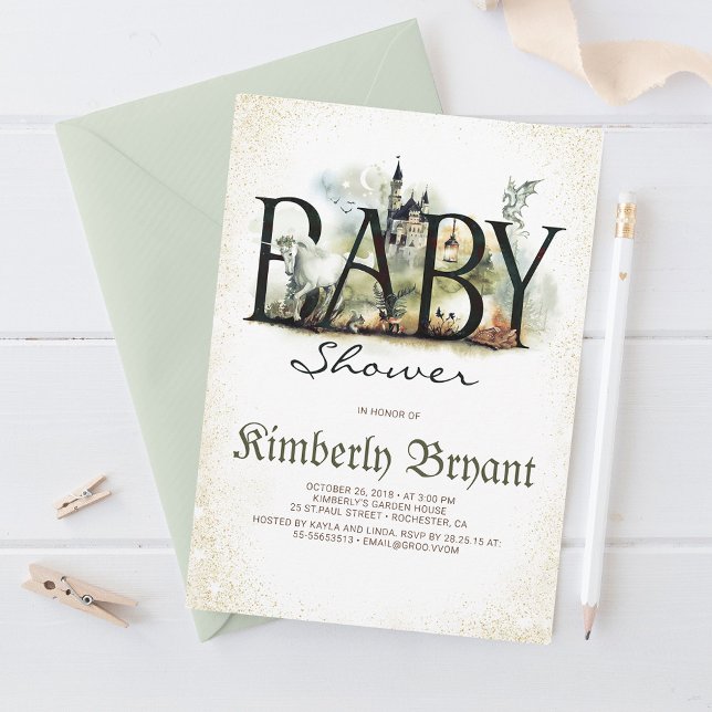Fairytale Magic and Enchanted Story Baby Shower Invitation (Creator Uploaded)