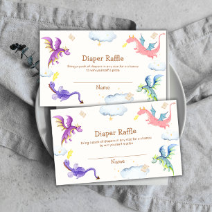 Fairytale Magic Dragon Diaper Raffle Baby Shower Enclosure Card