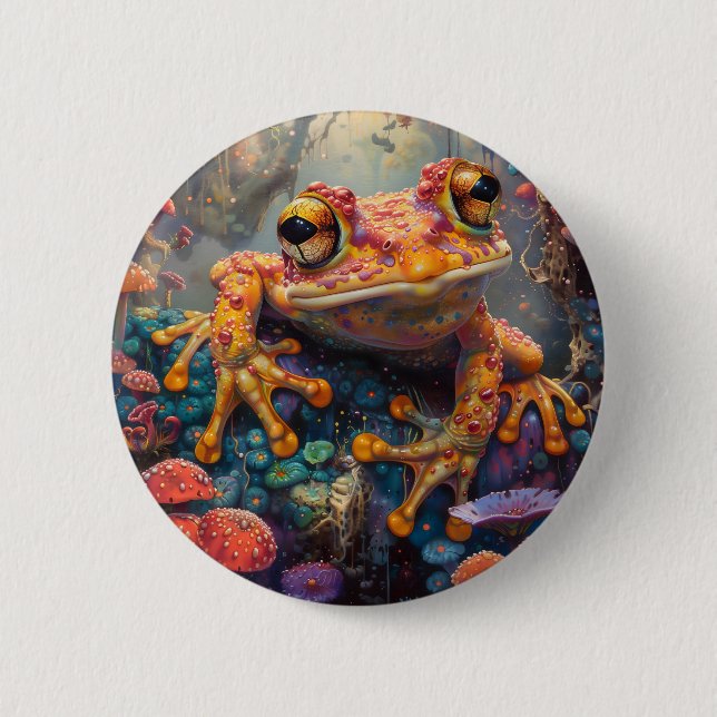 Fairytale magic frog 6 cm round badge (Front)