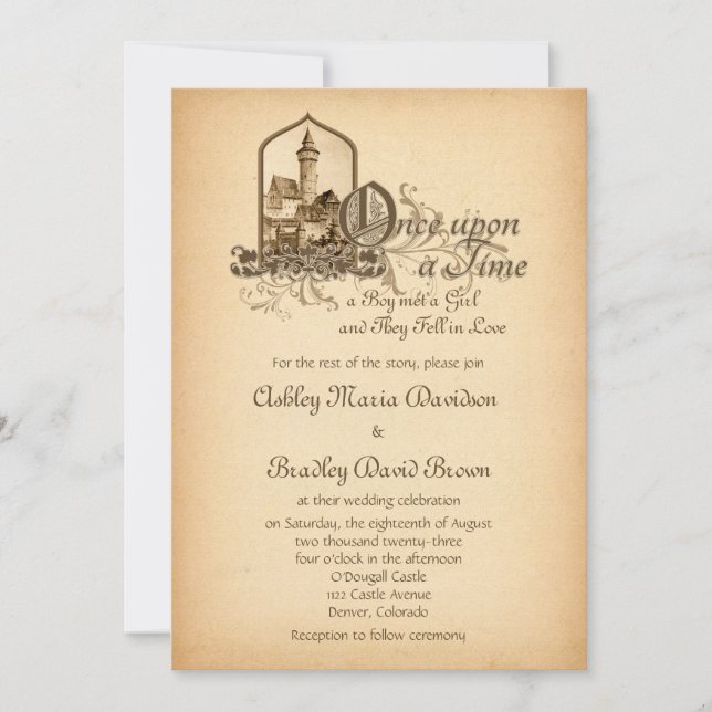 Fairytale Mediaeval Castle Once Upon Wedding Invitation (Front)