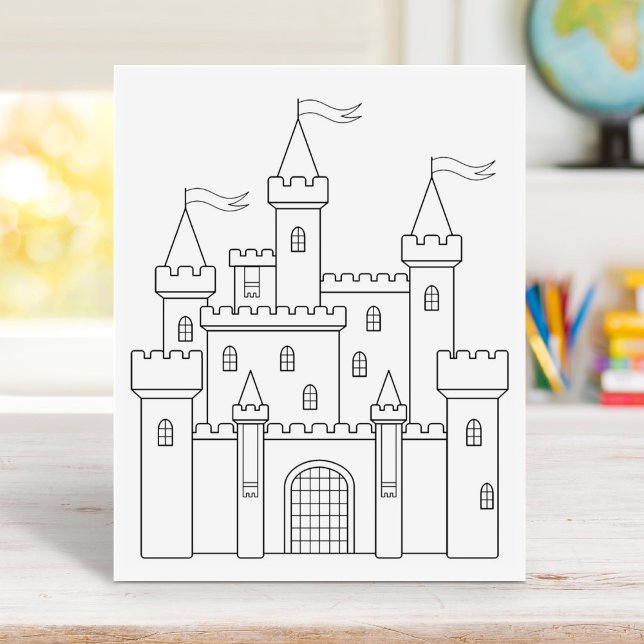 Fairytale Mediaeval Royal Castle Colouring Page Rubber Stamp (Creator Uploaded)