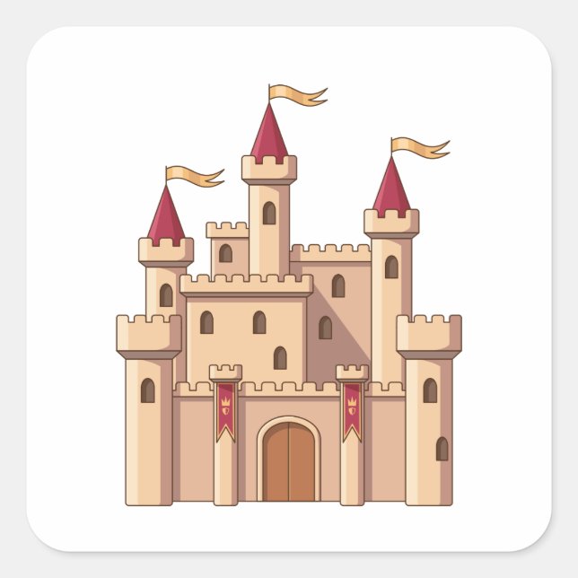 Fairytale Mediaeval Royal Princess Castle Square Sticker (Front)