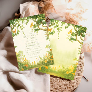 fairytale mushroom forest baby shower girl invitation