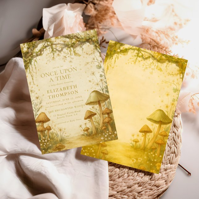 fairytale mushroom forest baby shower girl invitation (Creator Uploaded)