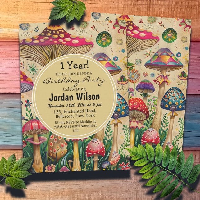 Fairytale Mushrooms 1st Birthday Party Invitation (Creator Uploaded)