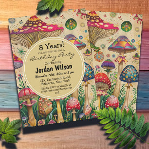 Fairytale Mushrooms 8th Birthday Party Invitation
