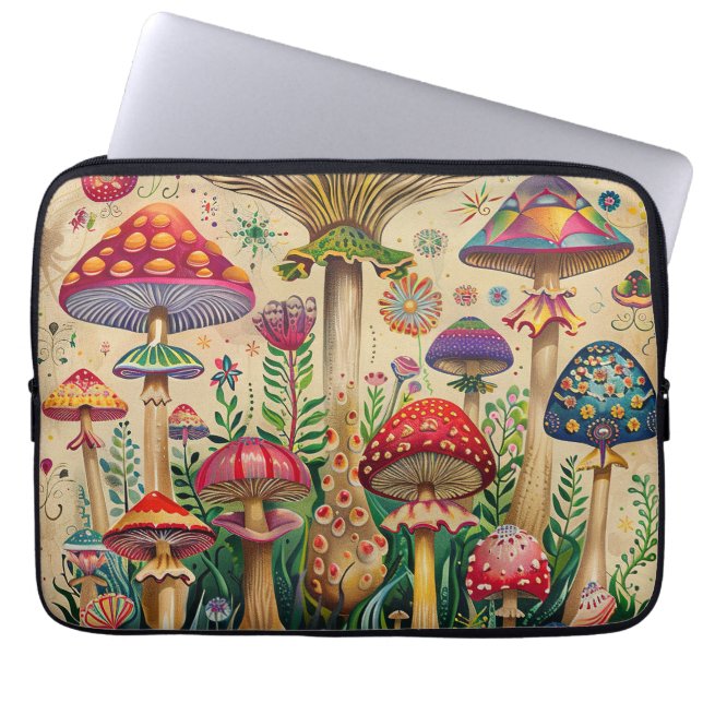 Fairytale Mushrooms Laptop Sleeve (Front)