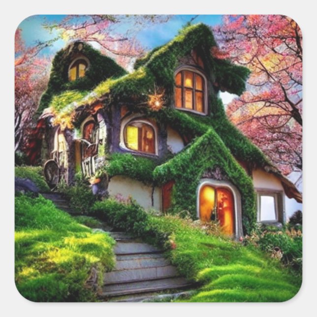 Fairytale Mysterious House  Square Sticker (Front)