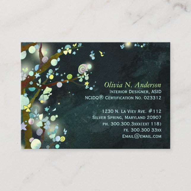 Fairytale Night Trees Custom Business Card (Front)