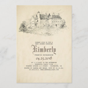 Fairytale Old Castle Vintage Baby Shower Invitation